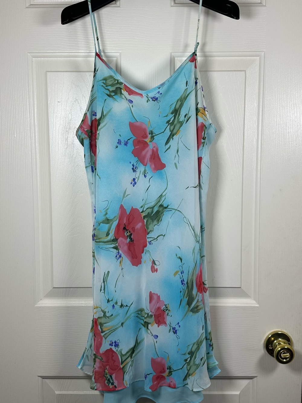 Vintage Private Luxuries watercolor poppy slip dress size Large ✨